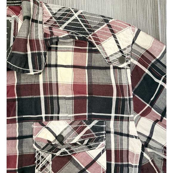 Buckle Black Men’s Athletic Fit Snap Button Plaid Shirt Size Large Western - Picture 4 of 7